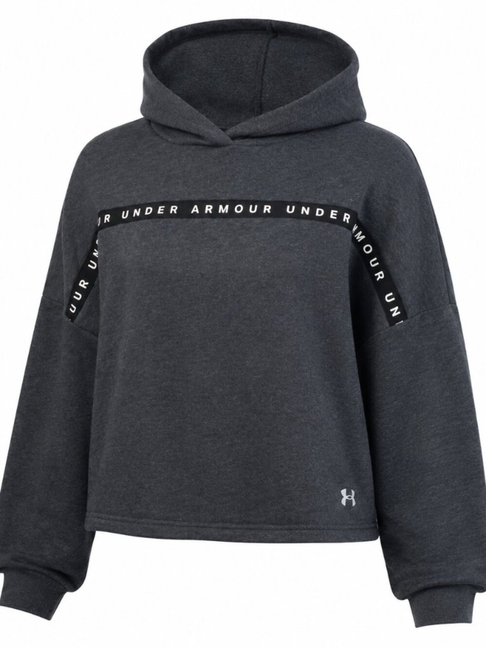 Under Armour Cropped Pullover Hoodie– Dark Gray Logo Pullover - Over Sized Small